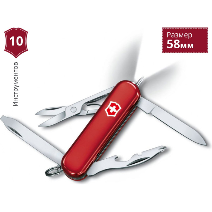 Нож-брелок Vix Midnight Manager 58 мм, красный (0.6366)